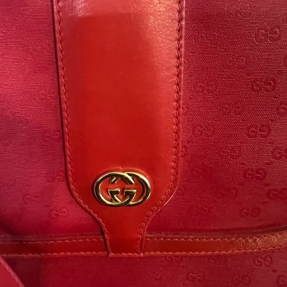 Vintage Gucci Red Leather Micro GG Shoulder Bag - Picture 2 of 11